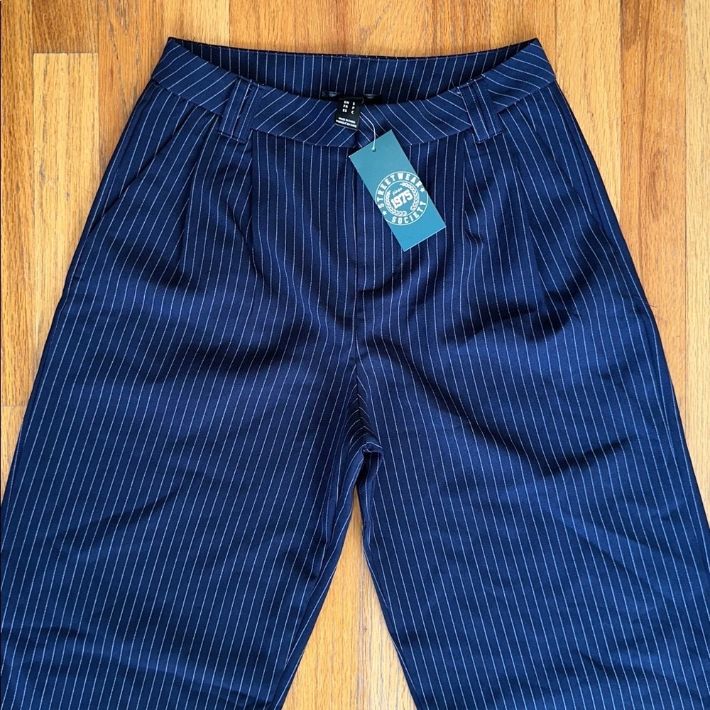 Women's Navy Pinstripe Pantsuit by Streetwear Society - Picture 3 of 6